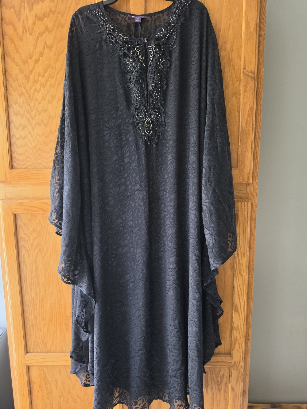 Black Sheer Lace Overlay Kaftan By Roaman's